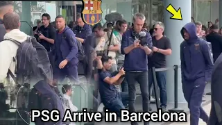 PSG ARRIVE in Barcelona 😱, Dembele booing 🔥, Mbappe SCARES as they storm Barcelona ahead of UCL