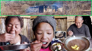 Millet flour soup Rice with yak butter  ( कोदोको खोले  ) organic village food