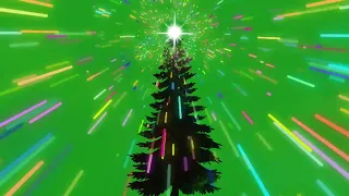 Christmas tree with colorful rays and star | Green Screen Library