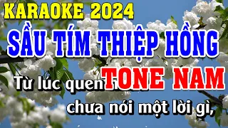 Sầu Tím Thiệp Hồng Karaoke Tone Nam Dễ Hát | Đình Long Karaoke