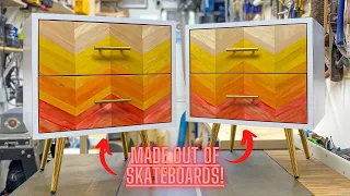 HIS & HERS BEDSIDE TABLES MADE OUT OF SKATEBOARDS!