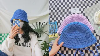 Crochet Bucket Hat💙 Hướng dẫn móc mũ Bucket bằng len nhung đũa đón Đông 2022💙 Vyvascrochet