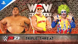 hulk hogan VS yokozuna VS doink the clown WWE2K23 #wwe2k23 #gaming #wwe #wcw #ps5share #hogan