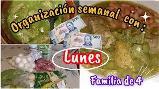 ✅ organización semanal 📝día Lunes/compras y menú del día