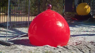 Bowling Ball Vs  GIANT 6ft Exercise Ball from 45m! (No Chatter)