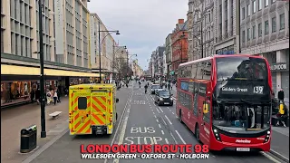 London Bus Journey: Route 98 - Northwest to Central | Oxford Street and Bus Upper Deck Views 🚌"