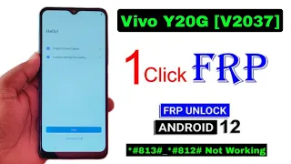 Vivo Y20G Frp Bypass Android 12 | Vivo Y20G (V2037) Google Account Remove Without Pc 100% Free