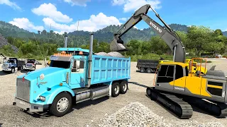 Cargados De Grava KENWORTH T800 Volqueta estilo Colombia American Truck Simulator