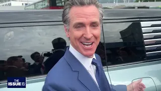 Newsom Rides in Self Driving, Floating Hybrid Car in China