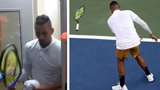 Nick Kyrgios smashes two rackets during Cincinnati loss meltdown