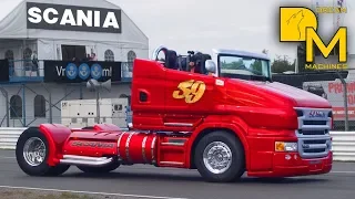 Furious roofless Scania 2190 HP convertible truck freaking sound burnout custom race truck