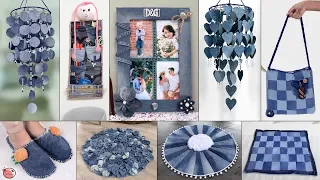 21 Old Jeans Reuse Craft Idea !!! Old Clothes Room Decor || Wall Hanging, Doormat, Organizer