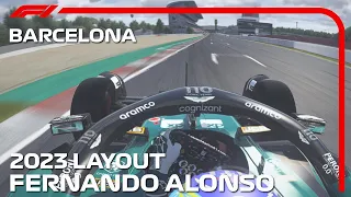 F1 2023 Fernando Alonso's Onboard Lap at Barcelona New Layout 2023 | Assetto Corsa