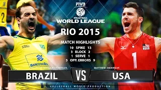 Incredible Match | USA vs Brazil | World Leauge 2015 | Highlights