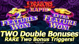 RARE Double Feature Triggers in 5 Dragons Rapid Slot Machine! And They Occurred In the Same Session!