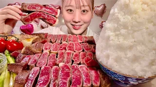 ASMR Beef Steak【Mukbang/ Eating Sounds】【English subtitles】