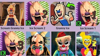 Ice Scream 1,Ice Scream 2,Ice Scream 3,Granny Ice,Scream Granny Ice,Freaky Clown
