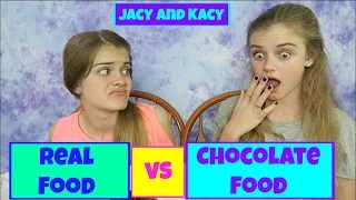 Real Food vs Chocolate Food Challenge ~ Jacy and Kacy