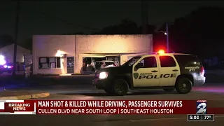 Man shot and killed while driving in southeast Houston, passenger survives