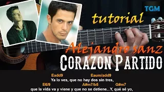Como tocar Corazon Partido de ALEJANDRO SANZ Tutorial en Guitarra 2017