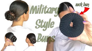 Three Military Style Buns + DIY Sock Bun