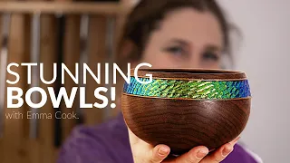 Turning incredible bowls with a colourful finish - by Emma Cook.