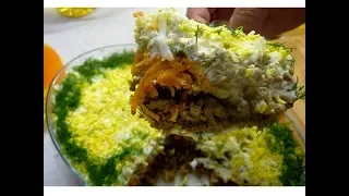 Печень под шубой Изумительный салат на Новогодний Стол 2019 вкусный рецепт