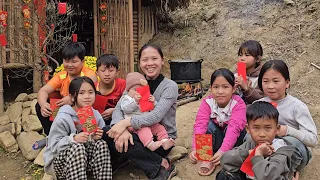 17 Year Old Single Mother - Happy Tet with Poor Children & Wrapped Forest Leaf Cakes