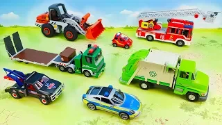 Fire truck and police vehicle Tow truck Tractor Garbage truck for kids