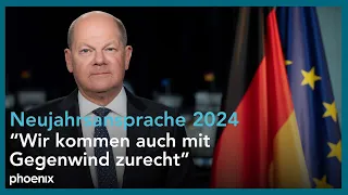 Mit Gebärde: Neujahrsansprache des Bundeskanzlers am 31.12.23