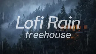 Forest Treehouse in Rain 🌧️ Lofi HipHop / Ambient 🎧 Lofi Rain [Beats To Relax / Piano x Drums]