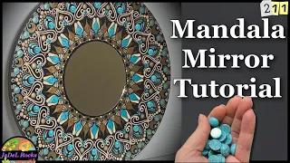 Mandala Mirror Painting Tutorial with Turquoise Stones