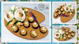 DIY🎨ПАЛИТРА ХУДОЖНИКА ИЗ КОНФЕТ Ferrero🎨ПОДАРОК преподавателю ИЗО своими руками🎨БУКЕТЫ ИЗ КОНФЕТ🎨