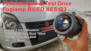 Test Jalan Basah dan Hujan Foglamp BiLED AES Q3 Bluelens Hi-Lo Beam