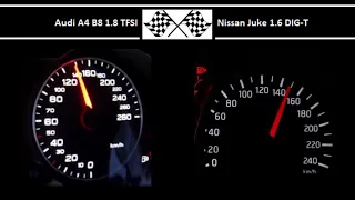 Audi A4 B8 1.8 TFSI VS. Nissan Juke 1.6 DIG-T - Acceleration 0-100km/h
