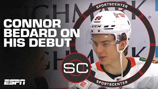 Connor Bedard reacts to his NHL DEBUT vs. Sidney Crosby & the Penguins | SportsCenter