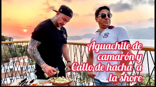 Aguachile de Camaron y Callo de Hacha a la shore