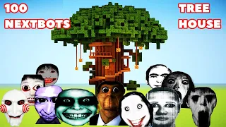 SURVIVAL TREE HOUSE WITH 100 NEXTBOTS in Minecraft! Gameplay! Coffin Meme!