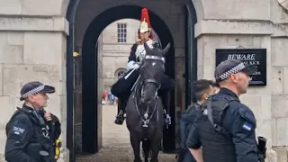 The chav gets released, spooked, horse just walking past #thekingsguard