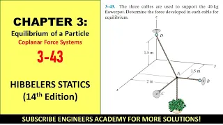 3-43 | Chapter 3: Equilibrium of a Particle | Hibbeler Statics 14th ed | Engineers Academy