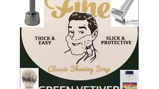 Fine Classic Shaving Soap Vetiver. Rockwell Razors 6S, Merkur Progress Long, Simpsons Chubby 2