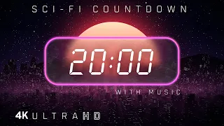 ⚡20 Minute | 80s SciFi Countdown Timer | Synthwave soundtrack | Alarm every 10 minutes ⚡4K UHD
