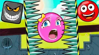 Cartoon about a red ball and a pink ball (square) Girl - Red Ball just for kids! Series 1