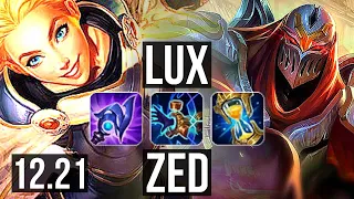 LUX vs ZED (MID) | 3.7M mastery, 15/3/6, Legendary | EUW Diamond | 12.21