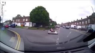 WATCH: Man spotted casually driving bumper car in middle of the road