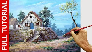 Tutorial : Acrylic Painting Landscape / Old Concrete House / JMLisondra