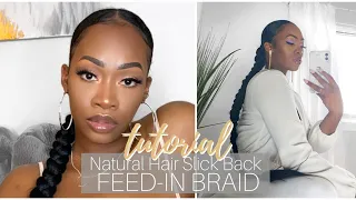 SLEEK Long BRAIDED Ponytail on NATURAL HAIR | Maya Galore