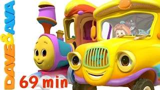 🚐 Wheels on the Bus and Vehicle Songs | Buses, Trains Plus Lots More Nursery Rhymes by Dave and Ava