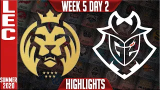 MAD vs G2 Highlights | LEC Summer 2020 W5D2 | MAD Lions vs G2 Esports