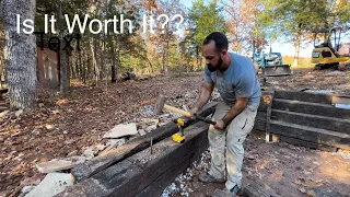 Building a Railroad Tie Retaining Wall at The Off Grid Cabin Part 2/3